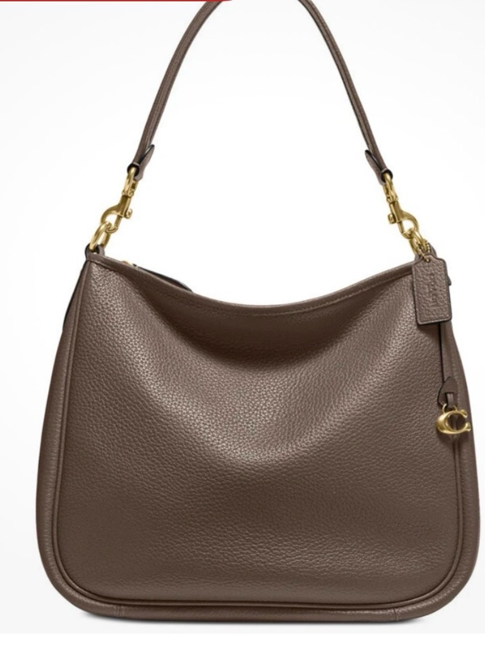 Coach Cary pebble Leather Shoulder Bag in dark stone